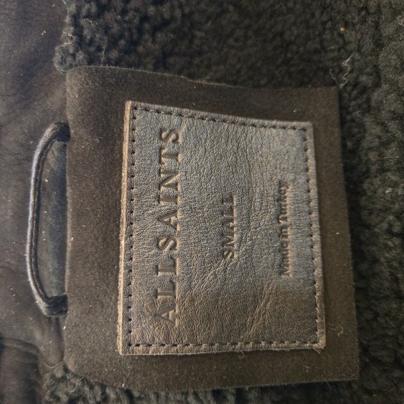 All Saints Kingsley Sherling Trucker Biker Jacket Black Size Small - Picture 10 of 15